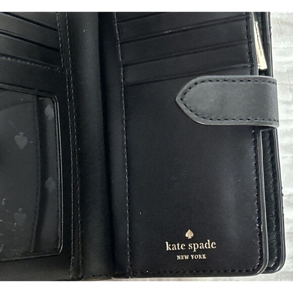 Kate Spade New York Black Quilted Diamond Pattern Women's Wallet with Zipper - Picture 3 of 6
